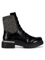 Rieker Trzewiki 72607-00 Czarny. Czarne botki damskie Rieker, ze skóry, bez obcasa, na płaskiej podeszwie, bez zapięcia. Za 389.99 zł.