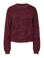 Pieces Sweter "Mie" w kolorze bordowym rozmiar: M. Czerwone swetry klasyczne damskie Pieces, m, bez kołnierzyka. Za 130.99 zł.