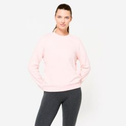 Bluza damska Domyos Gym & Pilates. Czerwone bluzy damskie DOMYOS, s, bez wzorów, z bawełny, bez kaptura. Za 49.99 zł.