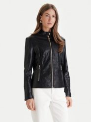 Guess Kurtka z imitacji skóry W6RL52 WL850 Czarny Regular Fit. Czarne kurtki damskie Guess, l, z aplikacjami, ze skóry, bez kaptura. Za 619.99 zł.