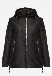 Czarna Przejściolwa Pikowana Kurtka z Odpinanym Kapturem Nevistta. Czarne kurtki damskie Born2be, plus size, bez wzorów, z jeansu. Za 139.99 zł.