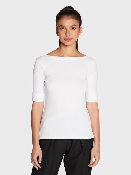 Lauren Ralph Lauren Bluzka 200654963 Biały Regular Fit. Białe bluzki damskie Lauren Ralph Lauren, s, bez wzorów, z bawełny, bez kołnierzyka, bez ramiączek. Za 199.99 zł.