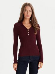 Morgan Sweter 252-MBANOU Bordowy Slim Fit. Czerwone swetry klasyczne damskie Morgan, xs, z wiskozy, bez kołnierzyka. Za 189.99 zł.