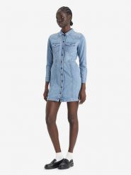 Levi's Sukienka dżinsowa w kolorze błękitnym rozmiar: M. Niebieskie sukienki damskie Levi's, bez wzorów, z bawełny, bez ramiączek. Za 158.10 zł.