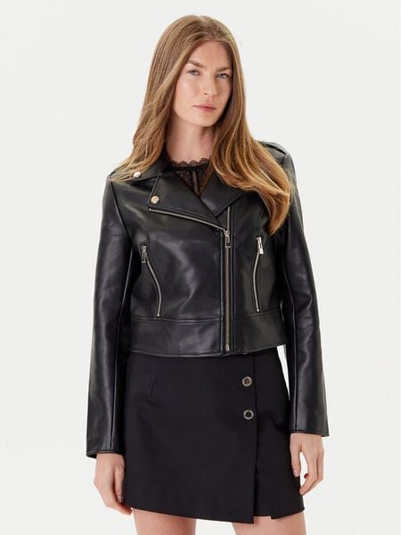 Morgan Kurtka z imitacji skóry 242-GZOOM Czarny Regular Fit. Czarne kurtki damskie Morgan, bez wzorów, ze skóry, bez kaptura. Za 179.99 zł.