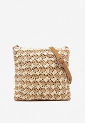 Beżowa Torebka Plażowa na Ramię Ozdobiona Geometrycznym Wzorem Felauri. Brązowe shopper bag Renee, na ramię, bez dodatków. Za 44.99 zł.