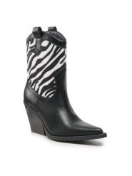 Jenny Fairy Botki LS5841-05 Czarny. Czarne botki damskie Jenny Fairy, ze skóry, bez obcasa, na słupku, bez zapięcia. Za 239.99 zł.