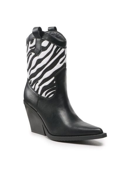 Jenny Fairy Botki LS5841-05 Czarny. Czarne botki damskie Jenny Fairy, ze skóry, bez obcasa, na słupku, bez zapięcia. Za 239.99 zł.