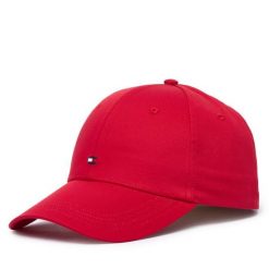 Czapka z daszkiem Tommy Hilfiger. Czerwone czapki z daszkiem damskie Tommy Hilfiger, bez wzorów. Za 169.99 zł.