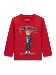 Guess Bluzka N6BI04 K5854 Czerwony ciemny Regular Fit. Czerwone t-shirty i koszulki chłopięce Guess, z aplikacjami, z bawełny, bez kołnierzyka, bez ramiączek. Za 114.99 zł.
