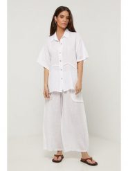 Lin Passion Lniana koszula w kolorze białym rozmiar: 36/38. Białe koszule damskie Lin Passion, bez wzorów, ze lnu, klasyczne, bez kołnierzyka, bez ramiączek. Za 143.99 zł.