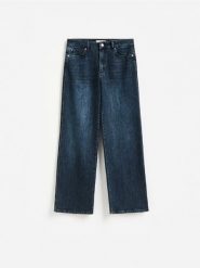 Jeansy wide leg z wysokim stanem - niebieski. Niebieskie jeansy damskie Reserved, z podwyższonym stanem. Za 199.99 zł.