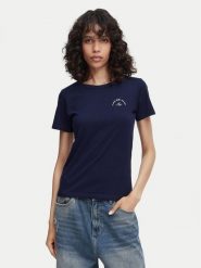 HUGO T-Shirt Deloris 5 50571074 Granatowy Regular Fit. Niebieskie t-shirty damskie Hugo, xs, bez wzorów, z bawełny, bez kołnierzyka. Za 254.99 zł.