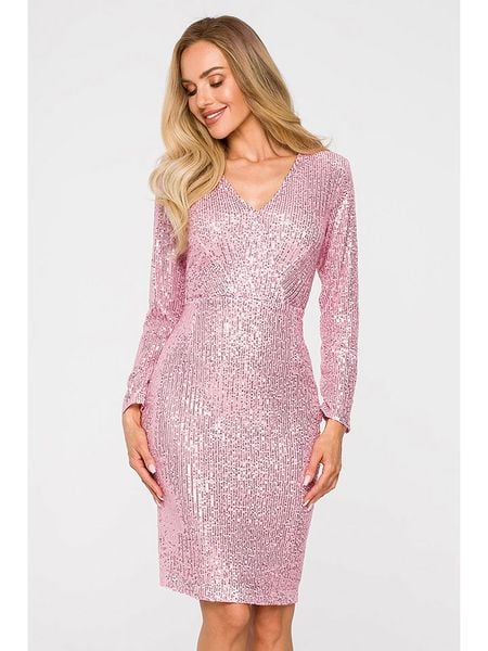 Made of emotion Sukienka w kolorze jasnoróżowym rozmiar: XL. Różowe sukienki damskie Made Of Emotion, bez wzorów, bez ramiączek. Za 222.99 zł.