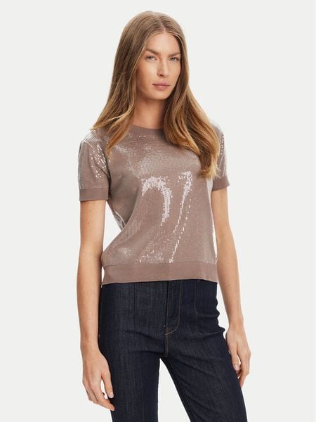 Guess Sweter W5YR21 Z3E70 Brązowy Regular Fit. Brązowe swetry klasyczne damskie Guess, xl, z wiskozy, bez kołnierzyka. Za 249.99 zł.