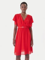 Artigli Sukienka koktajlowa ACAB004967 Czerwony Regular Fit. Czerwone sukienki damskie Artigli, bez wzorów, z syntetyku, wizytowe, bez ramiączek. Za 419.99 zł.