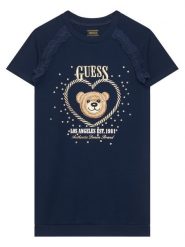 Guess Sukienka codzienna K6RK01 KAUH0 Granatowy Regular Fit. Niebieskie sukienki dziewczęce Guess, z aplikacjami, z bawełny, bez ramiączek, proste. Za 199.99 zł.