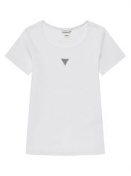 Guess T-Shirt J5YP03 KB1O1 Biały Regular Fit. Białe koszulki i t-shirty dziewczęce Guess, z aplikacjami, z bawełny, bez kołnierzyka, bez ramiączek. Za 99.99 zł.