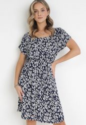 Czarna Sukienka z Wiskozy w Kwiaty i Gumką w Pasie Alixeme. Czarne sukienki damskie Born2be, bez wzorów, z wiskozy, bez ramiączek. W wyprzedaży za 35.99 zł.