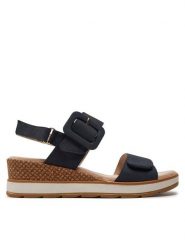 Caprice Sandały 9-28753-42 Granatowy. Niebieskie sandały damskie Caprice, bez wzorów, z nubiku, bez obcasa, na koturnie, bez zapięcia. Za 229.99 zł.