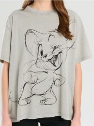 Koszulka Tom&Jerry - szary. Szare koszulki damskie Sinsay, l, bez wzorów, bez kołnierzyka, bez ramiączek. W wyprzedaży za 22.99 zł.