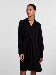 Pieces Sukienka koszulowa 17140730 Czarny Regular Fit. Czarne sukienki damskie Pieces, bez wzorów, z wiskozy, bez ramiączek. Za 129.99 zł.