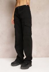 Czarne Szerokie Jeansy Cargo z Elastycznej Bawełny Ganiaba. Czarne jeansy damskie Renee. Za 119.99 zł.