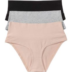 Figi "panty" (3 pary) bonprix czarny + szary melanż + cielisty. Czarne bokserki damskie bonprix, melanż. Za 50.97 zł.