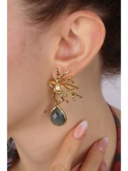 Pierres delicates Pozłacane kolczyki-wkrętki z labradorytami rozmiar: onesize. Szare kolczyki damskie Pierres delicates, z labradorytem, pozłacane, z zapięciem typu bigiel. Za 78.84 zł.