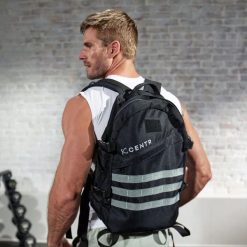 Wielofunkcyjny plecak z obciążeniem do treningu w plenerze – 22,7 kg. Czarne plecaki CENTR, bez wzorów. Za 402.80 zł.