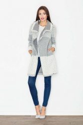Szykowny Szary Wełniany Płaszcz bez Zapięcia. Szare płaszcze damskie Figl, xl, bez wzorów, z materiału, bez kaptura. Za 349.00 zł.