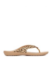 Crocs Japonki KADEE II LEOPARD FLIP W 206398-98R Beżowy. Brązowe klapki damskie Crocs, bez wzorów, z tworzywa sztucznego, bez obcasa, bez zapięcia. Za 129.99 zł.