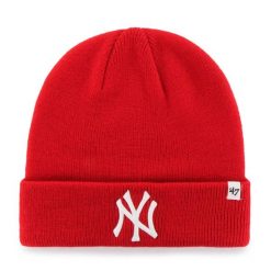Czapka New York Yankees 47Brand MLB Raised. Czerwone czapki damskie 47 Brand, bez wzorów, z materiału. Za 140.50 zł.