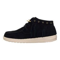 HeyDude Damskie Mokasyny WENDY MID FRINGE COWGIRL SUEDE. Czarne mokasyny damskie Hey dude, z materiału, bez obcasa. Za 289.00 zł.