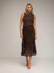 Tantra Spódnica w kolorze brązowym rozmiar: onesize. Brązowe spódnice damskie Tantra, na co dzień, bez wzorów, z koronki, midi. Za 391.99 zł.