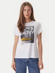 DKNY T-Shirt DJ6T1748 Biały Regular Fit. Białe t-shirty damskie DKNY, xl, bez wzorów, z bawełny, bez kołnierzyka. Za 259.99 zł.
