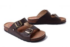 SOLO 171 brąz pull up, klapki damskie. Brązowe klapki damskie Solo, bez wzorów, ze skóry, bez obcasa, bez zapięcia. Za 234.90 zł.