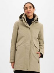 Didriksons Damska kurtka przeciwdeszczowa Kobiety Sztuczne włókno beżowy jednolity, 40. Brązowe kurtki damskie Didriksons, z aplikacjami, z włókna, bez kaptura. Za 1,199.95 zł.