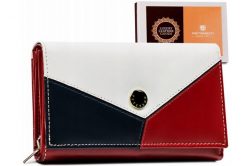 Portfel skórzany Peterson [DH] PTN RD-22-GCL-Y czerwony. Czerwone portfele damskie Peterson, bez wzorów, ze skóry. Za 105.98 zł.