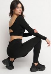 Czarny Komplet Sportowy Legginsy i Bluzka z Odkrytymi Plecami Dasalla. Czarne legginsy damskie Born2be, s, bez wzorów. Za 84.99 zł.