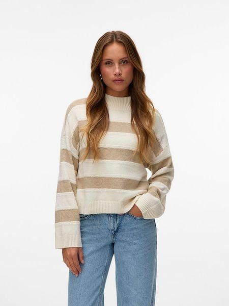 Vero Moda Sweter w kolorze beżowym rozmiar: XS. Brązowe swetry klasyczne damskie Vero Moda, xs, bez kołnierzyka. Za 74.46 zł.