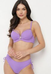 Fioletowe Bikini Biustonosz z Aplikacją i Majtki Figi ze Ściągaczami Ulosella. Fioletowe bikini Born2be, z aplikacjami. Za 84.99 zł.