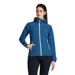Damska kurtka softshell Kilpi RAVIA-W. Niebieskie kurtki damskie Kilpi, na jesień, bez wzorów, z materiału, bez kaptura. Za 370.41 zł.