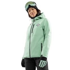 Damska kurtka snowboardowa Sporty zimowe Siroko W2-W Emerald. Zielone kurtki damskie SIROKO, na zimę, bez wzorów, z softshellu, bez kaptura. Za 844.00 zł.
