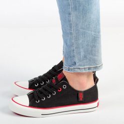 Czarne trampki damskie Big Star Jj274122. Czarne trampki damskie Big Star, bez wzorów, z tkaniny, bez zapięcia. Za 109.52 zł.