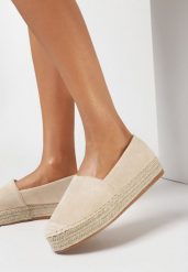 Beżowe Espadryle Zdobione Plecionką Thaxie. Brązowe espadryle damskie Born2be, z aplikacjami, bez obcasa, na płaskiej podeszwie. Za 64.99 zł.