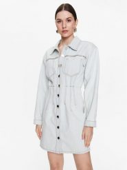 Gestuz Sukienka jeansowa Calia 10906914 Niebieski Regular Fit. Niebieskie sukienki damskie Gestuz, bez wzorów, z bawełny, bez ramiączek. Za 999.99 zł.