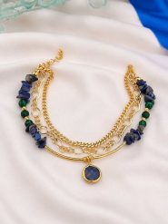 L'Atelier de Gaia Pozłacana bransoletka z lapis lazuli na kostkę rozmiar: onesize. Niebieskie bransoletki damskie L'Atelier de Gaia, pozłacane. Za 51.95 zł.