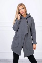 Bluza ocieplana z asymetrycznym suwakiem grafitowa. Szare bluzy damskie KESI, l, bez wzorów, z bawełny, bez kaptura. Za 238.37 zł.
