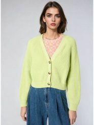 Monki Kardigan w kolorze jaskrawozielonym rozmiar: S. Zielone kardigany damskie Monki, s, bez wzorów, z bawełny. Za 60.88 zł.